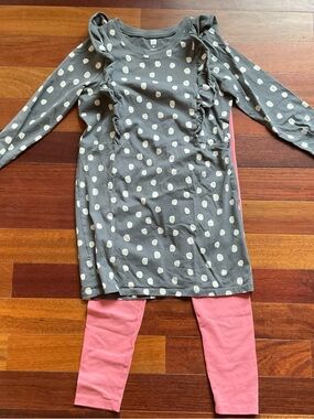Tea Collection Grey size 10  Polka Dot dress with leggings